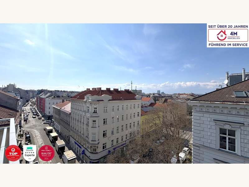 Ausblick von der Terrasse - Bild 1 von 8 Dachgeschosswohnung in 1100 - 1