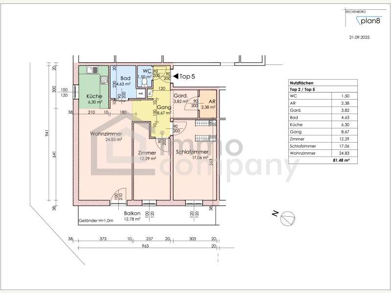 Grundriss Top 5 - Bild 5 von 15 Eigentumswohnung in 7000 - 5