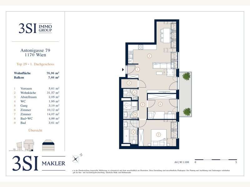 Wien Dachgeschosswohnung - Bild 7 von 7 Dachgeschosswohnung in 1170 - 7